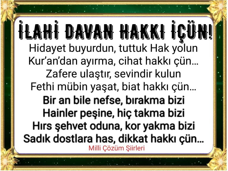 İLAHİ DAVAN HAKKI İÇÜN! (ŞİİR)